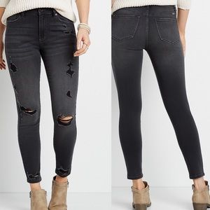 KanCan High-Rise Distressed Skinny Jeans - Washed Black